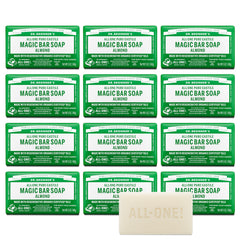 Dr. Bronner's almond bar front packaging showing brand and scent, eco benefit