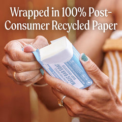 bathroom scene with Dr. Bronner's bar on dish illustrating everyday, gentle cleansing use