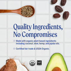 Dr. Bronner's palm-sized product amount illustrating lightweight coverage