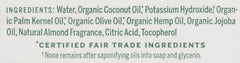 Dr. Bronner's rich lather on hands showing gentle cleansing benefit