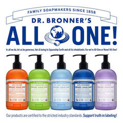 Dr. Bronner's hand washing at kitchen sink showing clean hands quickly