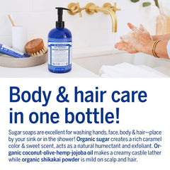 Dr. Bronner's label closeup emphasizing organic ingredients and sourcing