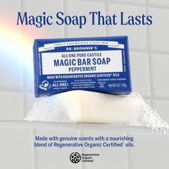 Dr. Bronner's peppermint bar close-up texture highlighting rich lather potential
