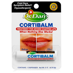 Dr. Dan's front packaging view showing medicated lip balm and clear label benefit
