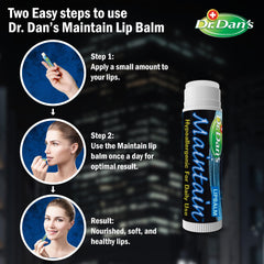 Dr. Dan's Maintain applied on lips showing smooth finish and protective feel