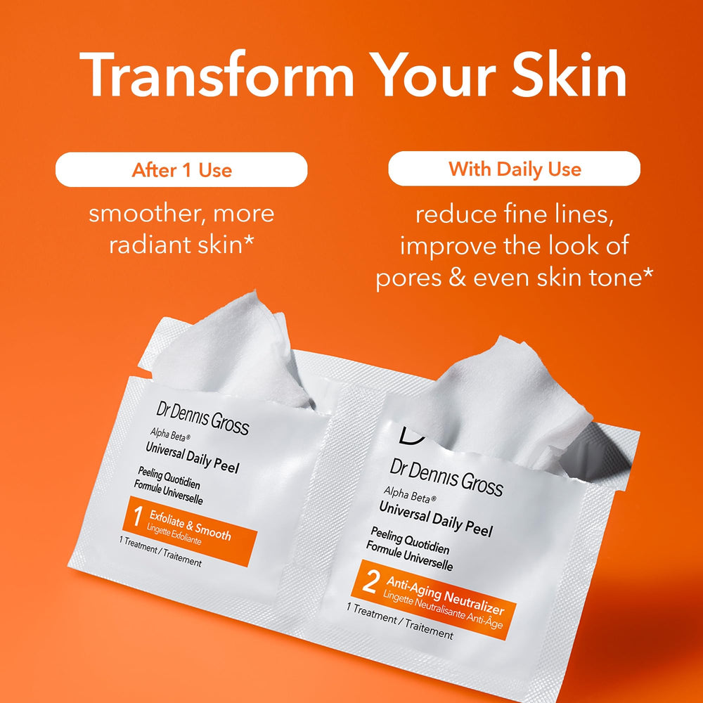 Dr. Dennis Gross Step 1 pad close-up showing exfoliating texture and clarity