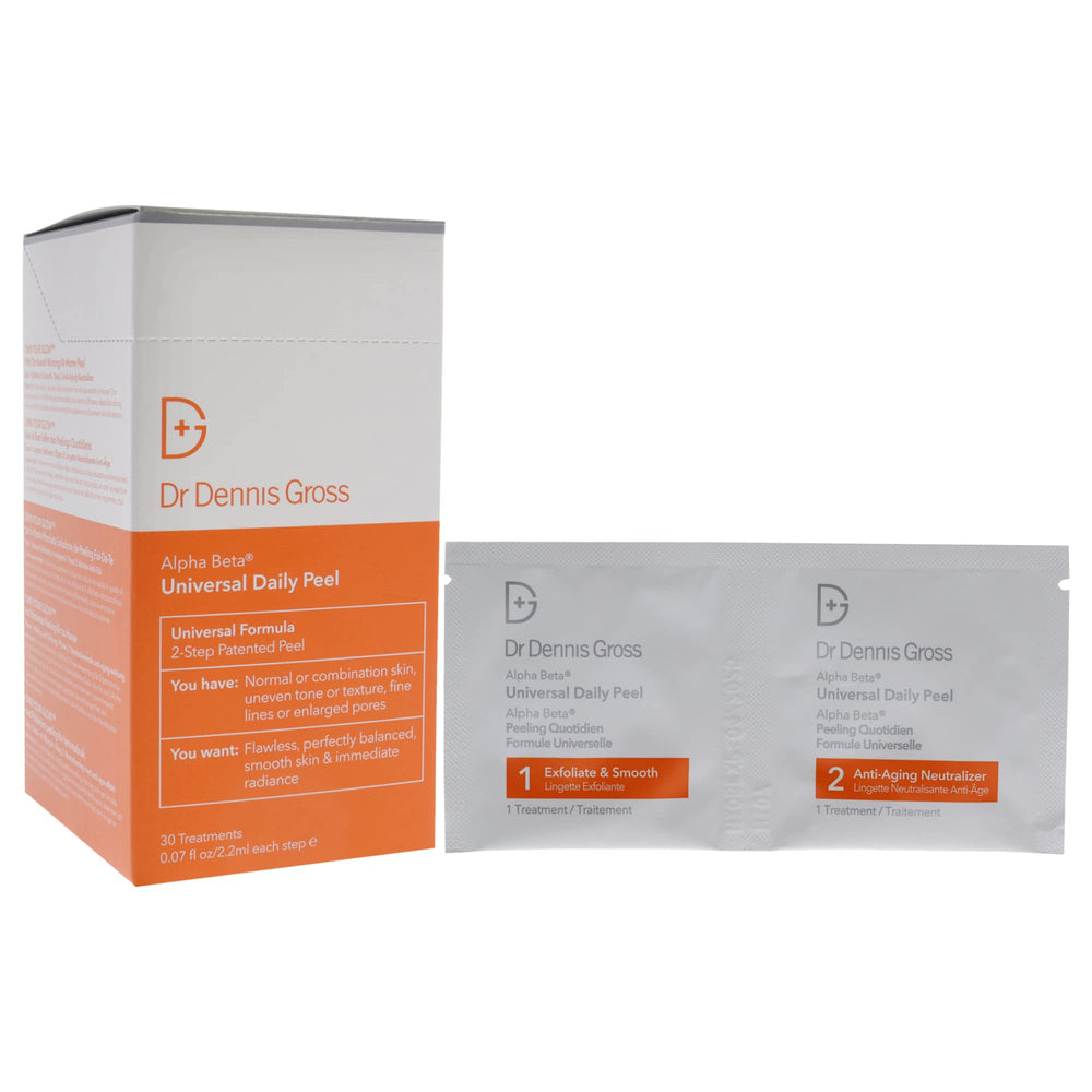 Dr Dennis Gross applying peel pad to face demonstrating gentle at-home treatment