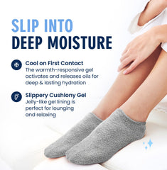 Dr. Frederick's gel socks held in hand to show scale and sizing clarity