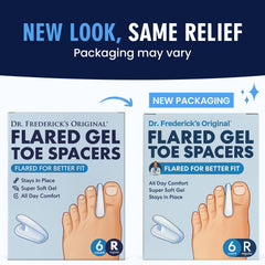 Dr. Frederick's spacer placed between toes barefoot showing alignment benefit