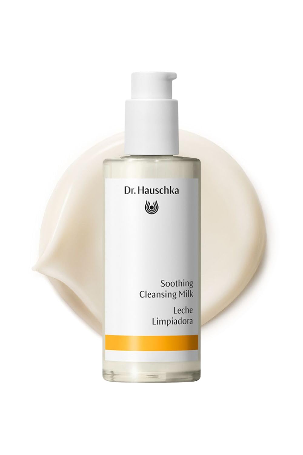 Dr. Hauschka bottle in hand showing 4.9 fl oz scale and travel-friendly benefit
