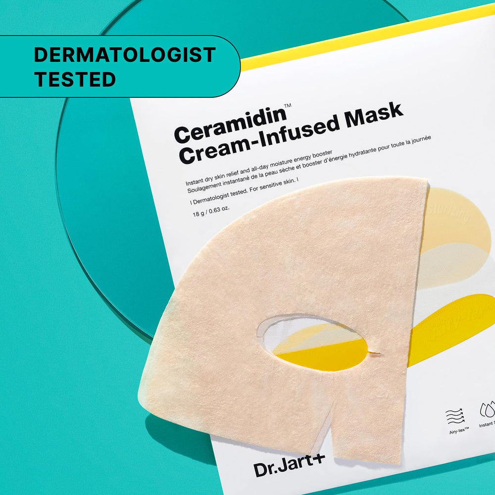 Dr.Jart+ Ceramidin pack beside travel essentials illustrating compact size and on-the-go hydration