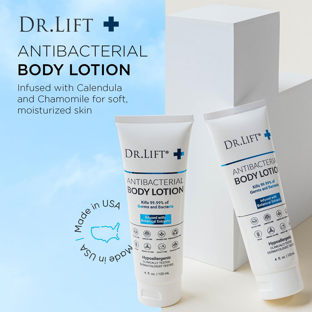 DR. LIFT on bathroom shelf in lifestyle scene showing daily routine fit