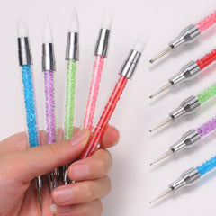 Dr.nail artist using brushes and sponges creating a gradient manicure