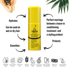 Dr. PAWPAW bottle in hand showing 5 oz scale and travel-friendly benefit