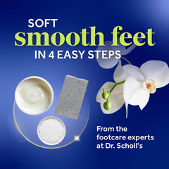 Dr. Scholl's product staged in a bathroom setting conveying a spa-like home treatment