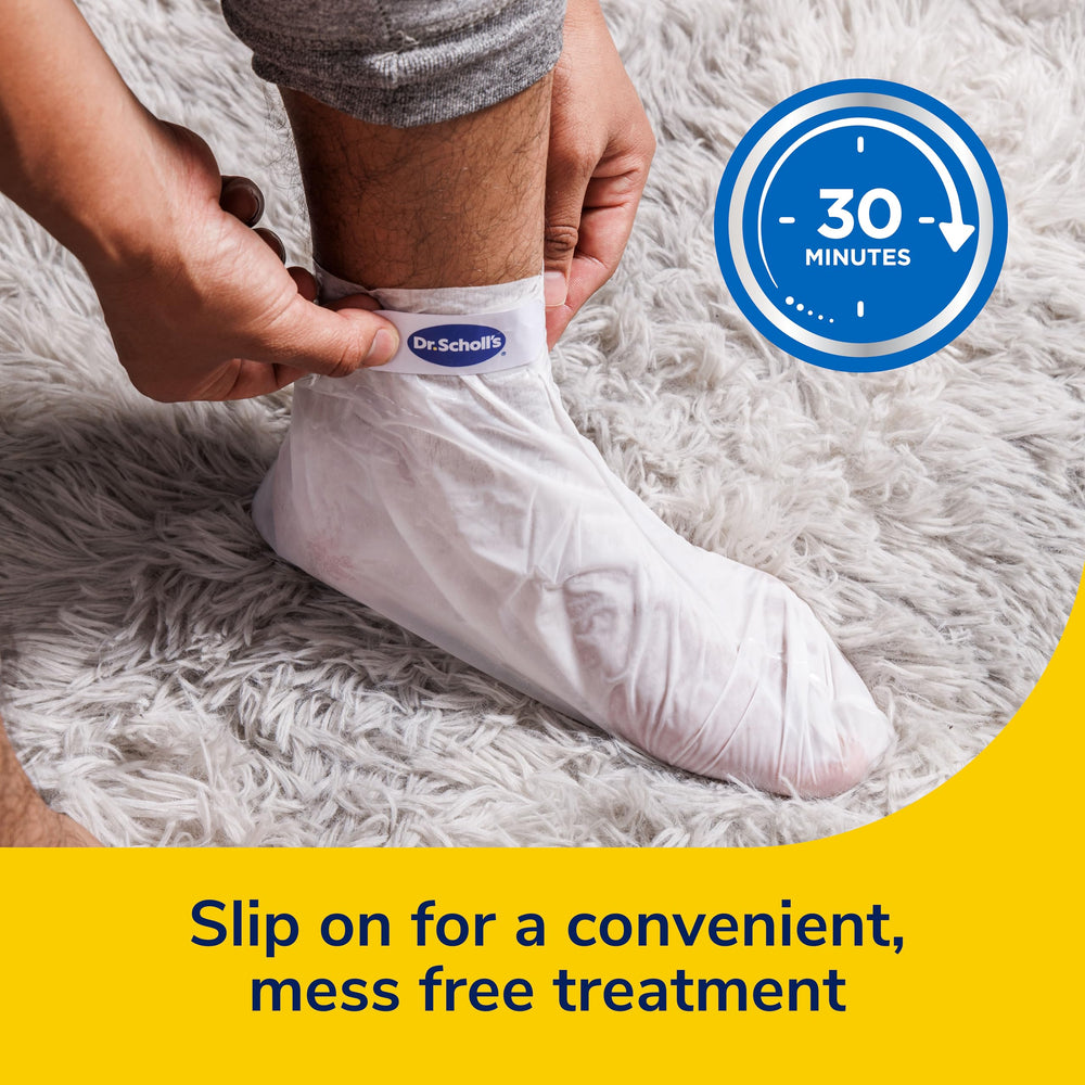 Dr. Scholl's single sock held in hand to show size and disposable convenience