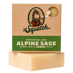 Dr. Squatch front packaging showing Alpine Sage bar and fresh scent