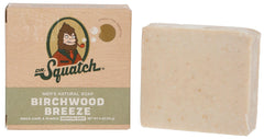 Dr. Squatch Birchwood Breeze front packaging showing 5 oz bar and natural benefit