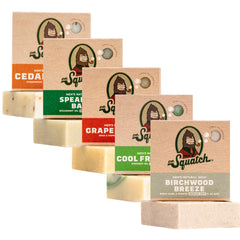 Dr. Squatch front packaging showing five assorted scent bars for easy gift giving