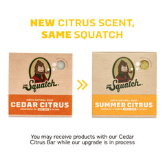 Dr. Squatch label closeup showing ingredients list and natural formulation benefit