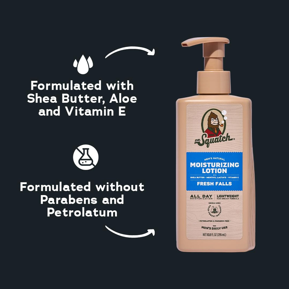 Dr. Squatch applying lotion on hands for quick hydration