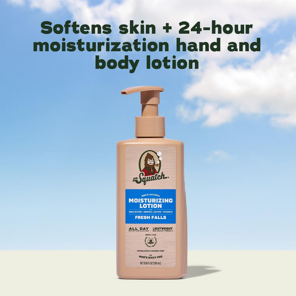 Dr. Squatch bottles on bathroom shelf for everyday grooming