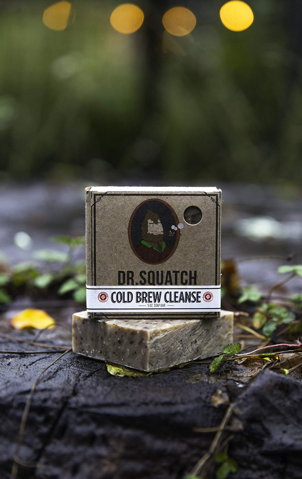 Dr. Squatch sliced soap piece displaying grounds and natural appearance for use