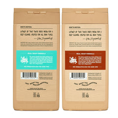 Dr. Squatch label close-up emphasizing ingredient claims and scent names