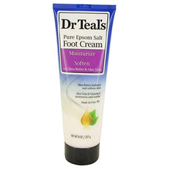Dr Teal's foot cream front tube showing label and benefit