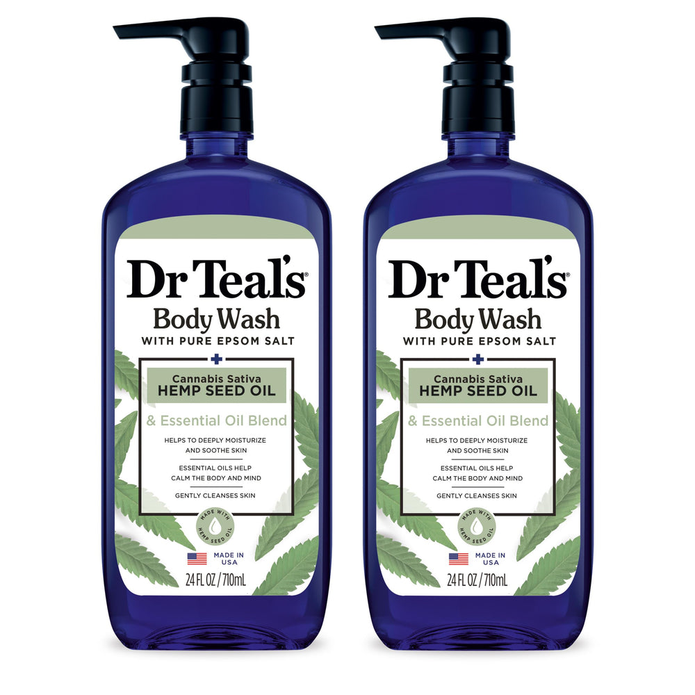 Dr Teal's front bottles showing label and two-pack convenience for easy replenishment