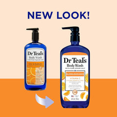 Dr Teal's close-up label highlighting vitamin C and ingredient benefits