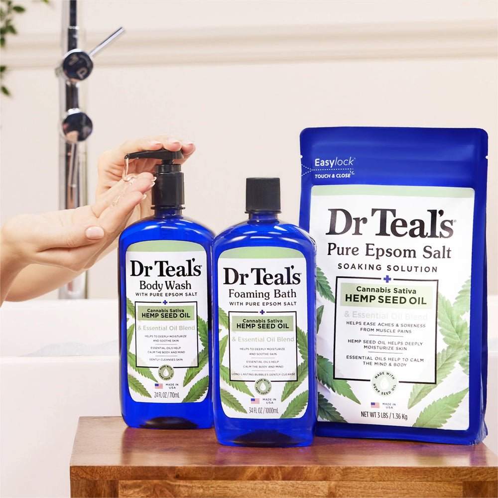 Dr Teal's body wash mixed with Epsom salt for scrub demonstrating exfoliating option