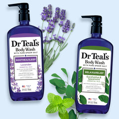 Dr Teal's in-shower lifestyle image illustrating energizing routine benefit