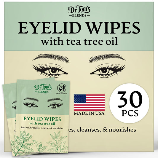Dr. Tom's Blends front packaging showing 30 wipes and benefits