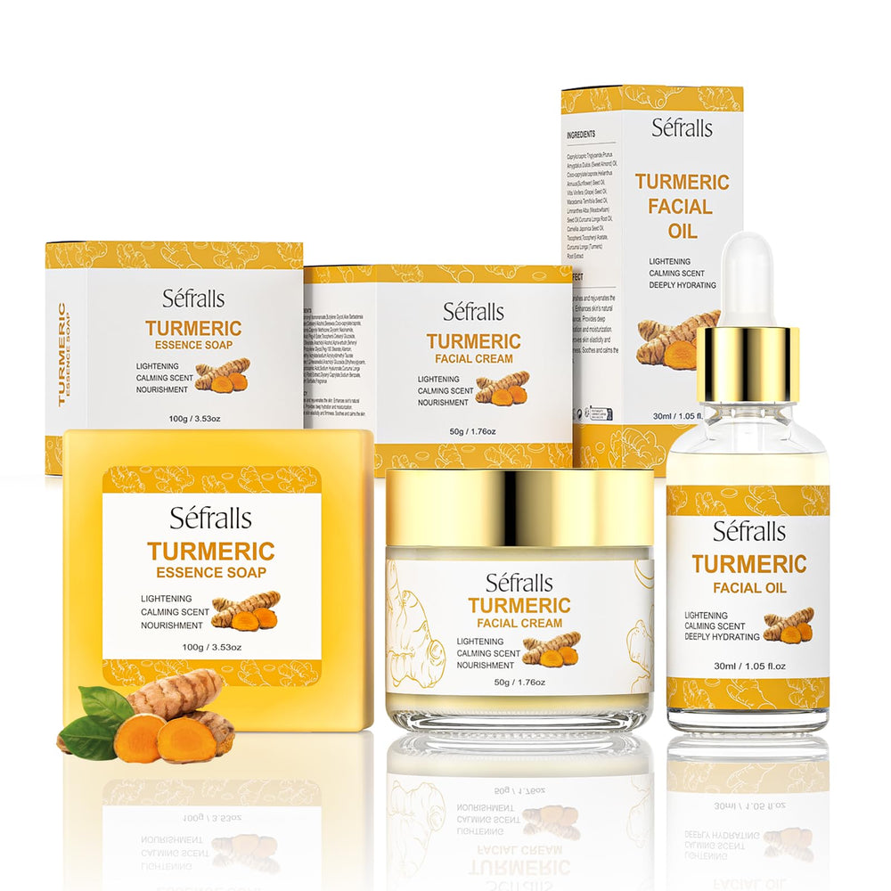 DR.YIMAN turmeric set front packaging showing three-piece kit benefits
