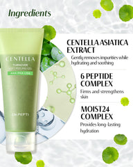 DR.PEPTI label close-up highlighting acids, peptides, and Moist24 complex