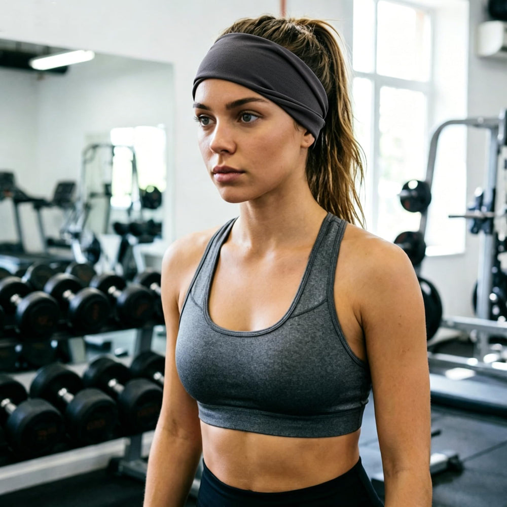 DRESHOW band stretched to show width and elastic recovery for steady fit