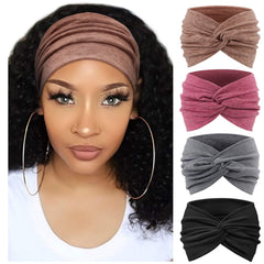 DRESHOW front view of four headbands showing colors and packaging benefit