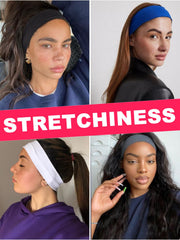 DRESHOW headband worn by runner showing secure fit and sweat control benefit