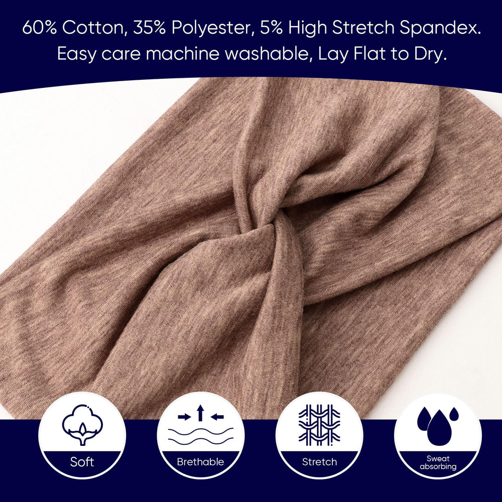 DRESHOW headband beside ruler showing dimensions and true-to-size fit benefit