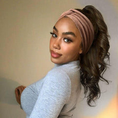 DRESHOW top view of turban knot demonstrating style and secure fit benefit