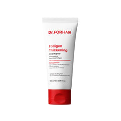 Dr.FORHAIR bottle front view showing branding and volumizing benefit