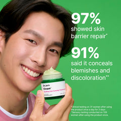 Dr.Jart+ split image before and after correcting redness and evening skin tone