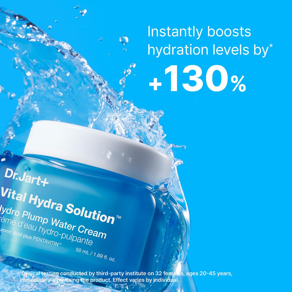 Dr.Jart+ jar with ingredient cards showing key hydrating components