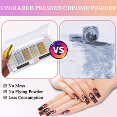 DRMODE nail application in use showing fingertip pressing powder for flawless mirror finish