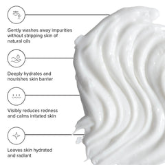 DRMTLGY gOAT cleanser creamy texture closeup illustrating hydrating, non-foaming formula benefit