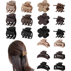 Drnytunk front view of 18 small clips showing shapes and neutral colors, convenient set