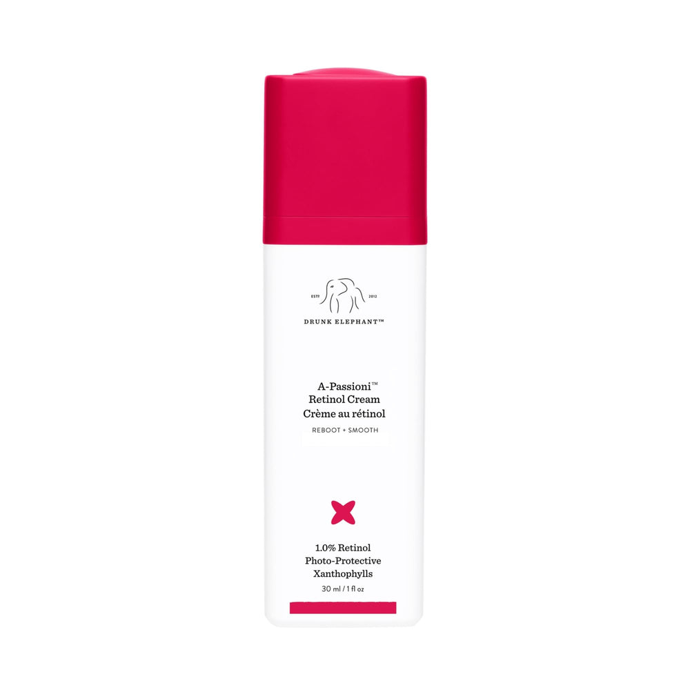 Drunk Elephant front jar view showing sleek packaging and clinical benefit