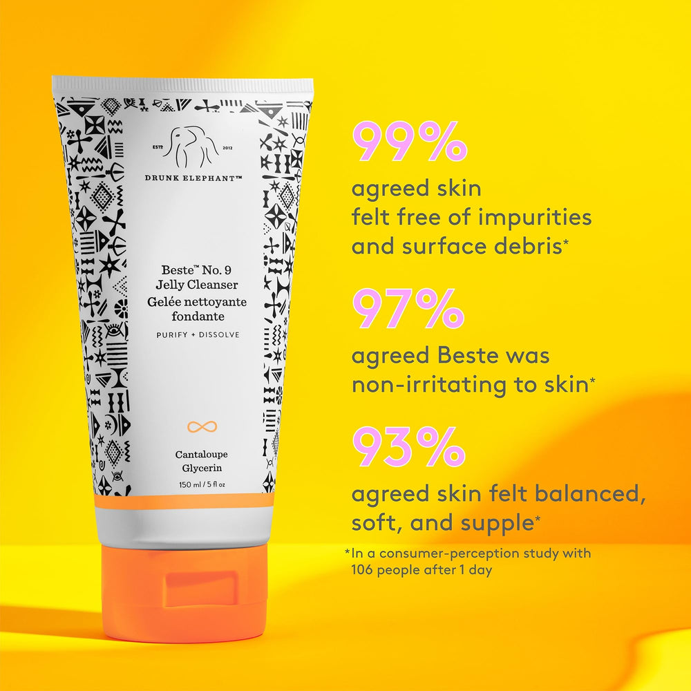 Drunk Elephant 150 ml bottle in hand showing travel-size convenience and portability