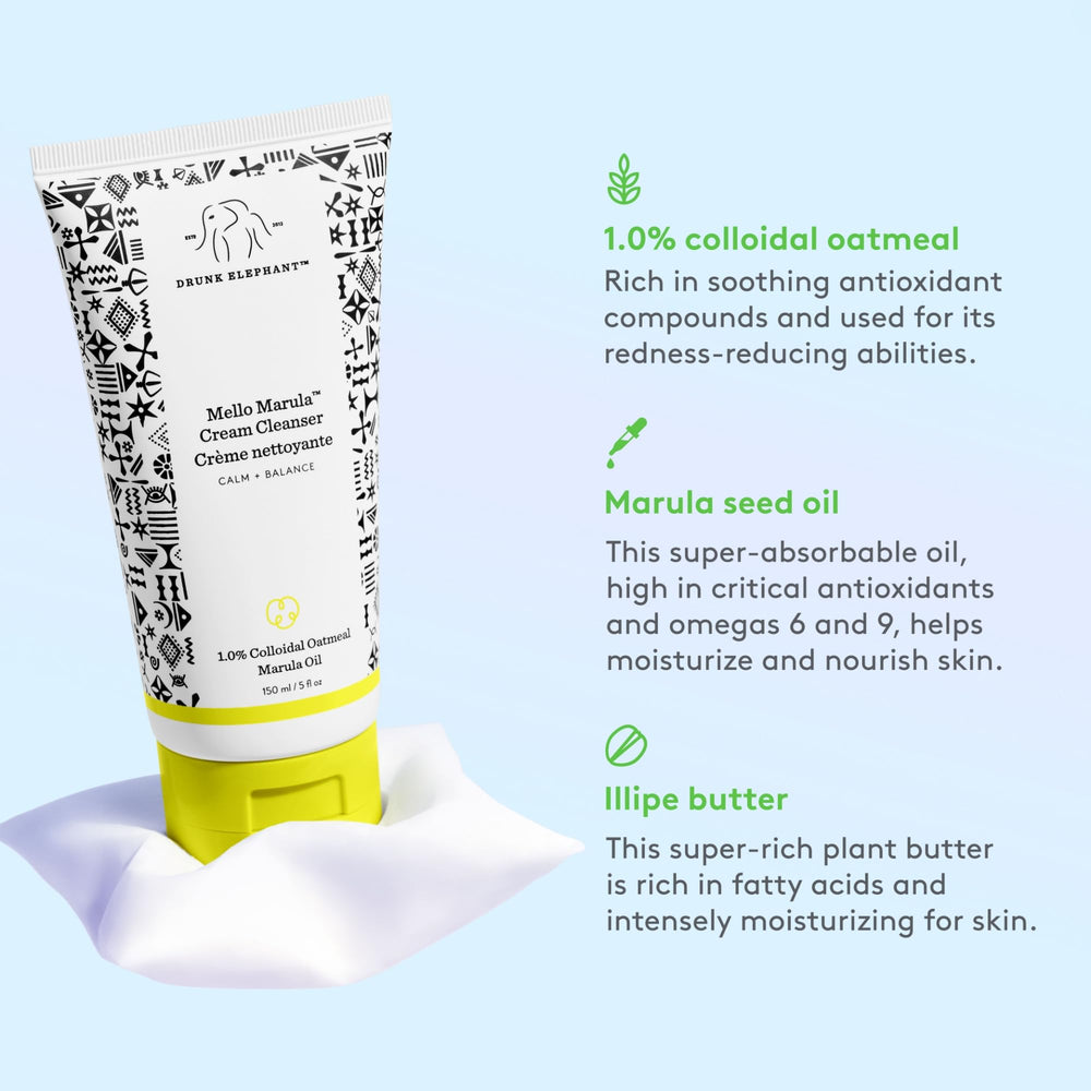 Drunk Elephant cleanser on bathroom counter demonstrating routine ease
